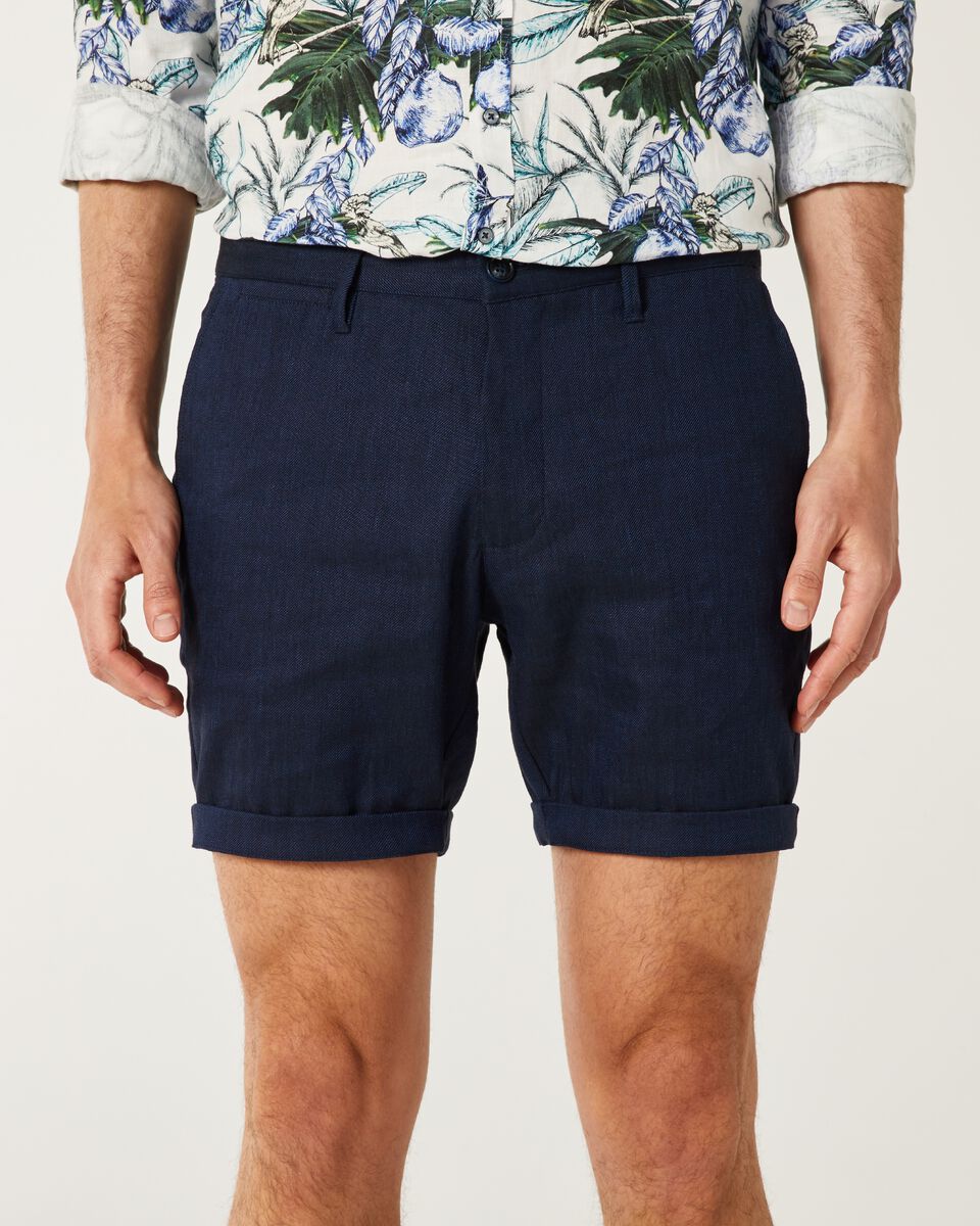 New Marine Natural Slim Stretch Linen Blend Shorts